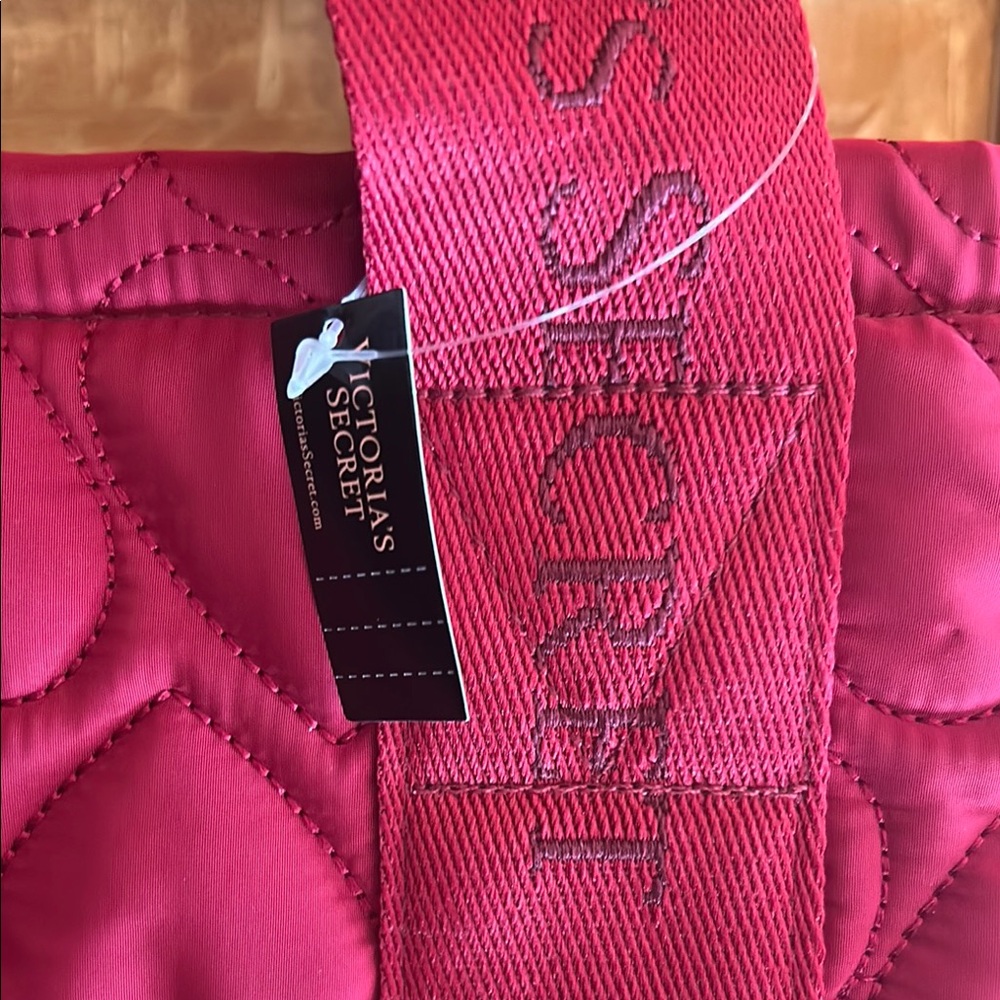 2 for 1 Victoria's Secret Red Quilted Tote Bag with Diamond Design - Picture 3 of 12